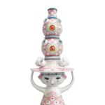 Lady with hat Vase H50 cm pink