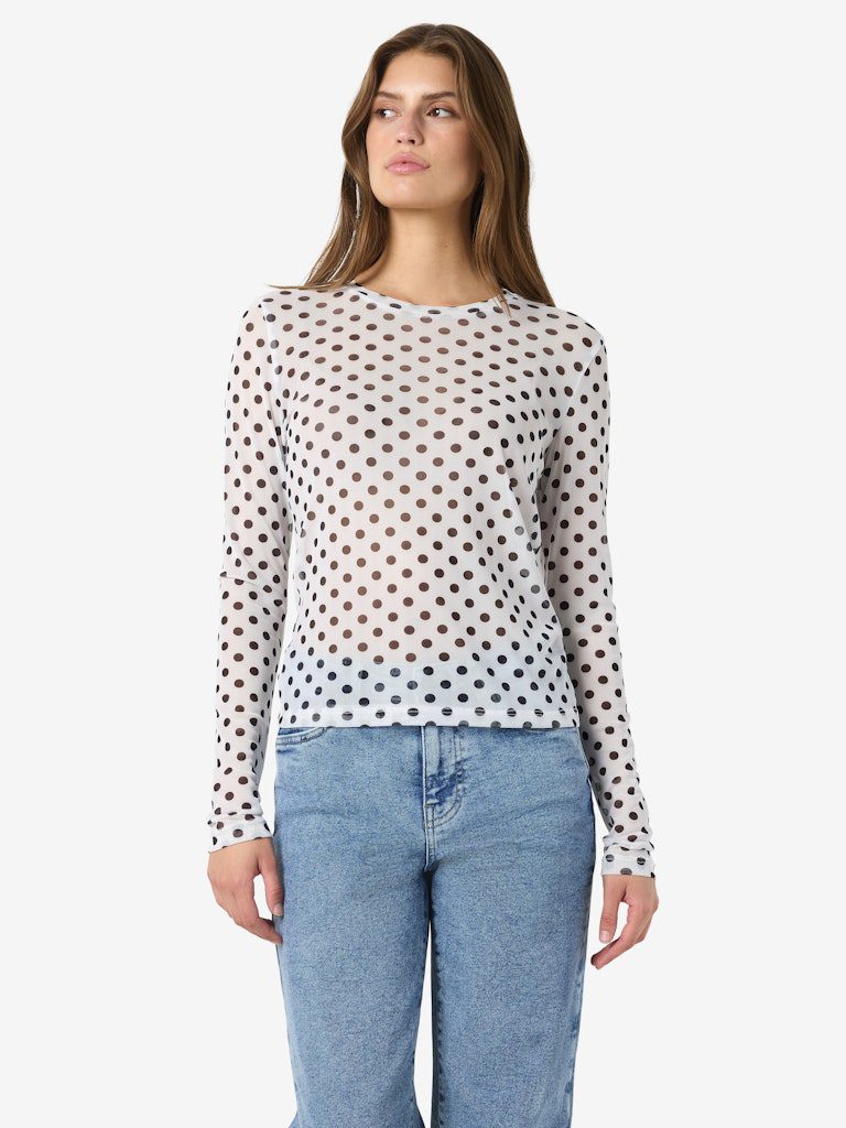 Noisy may Nmjudith L/S Mesh Top Bg Noos T-shirt à manches longues pour femme, Kalamata/Aop : léo, M